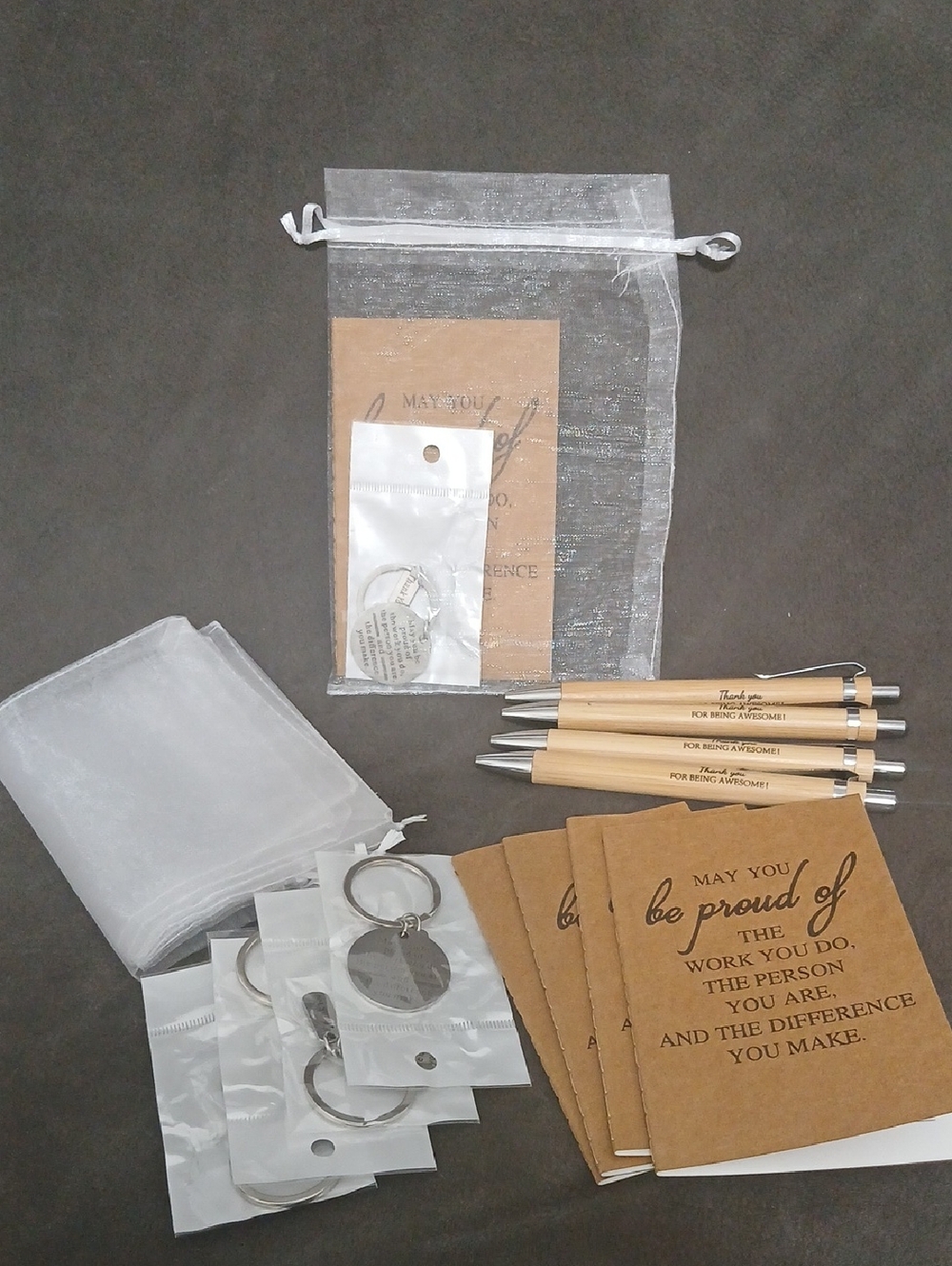 Inspirational Kraft Notebooks & Wood Pens Gift Set in Natural & White 16 Pcs NEW